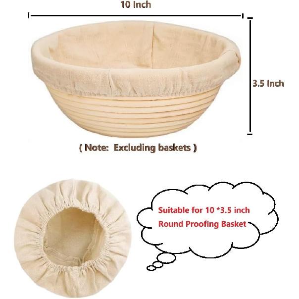 Bread Proofing Basket Cloth Liners, 3 Pcs 10 Inch Round Bread Proofing Cover, Reble Sourdough Bread Baking Supplies-Proofing Linen Cloth for