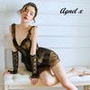 Sexy Lingerie Inner Underwear Nightwear One Piece Setup X053 [Agnel X] See-Through Women's (Free, Black)