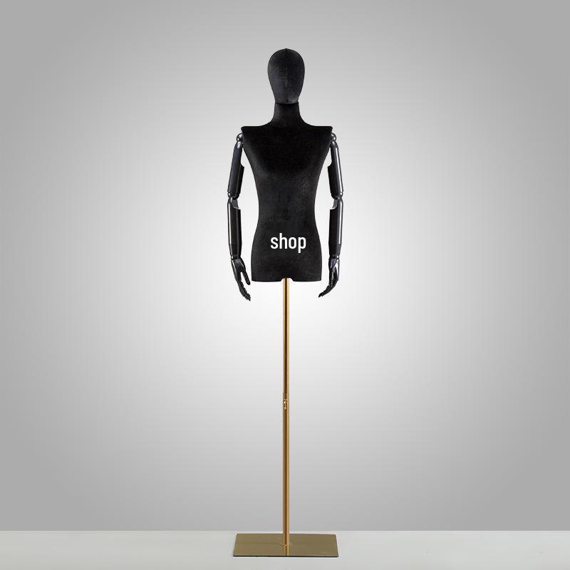 Korean Style Black Off-Shoulder Women's Half Body Mannequin with Right Angle Shoulder and Full Body Display Stand