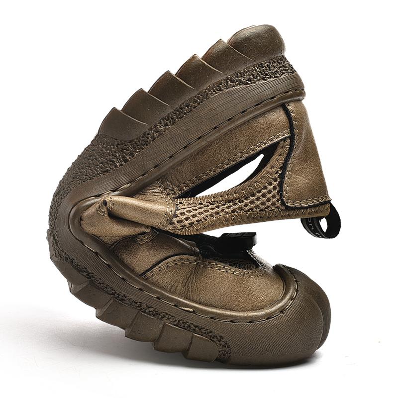 Fashion Golden Sapling Retro Casual Shoes Summer Men's Sandals Outdoor Beach Shoe Platform Sandals Men Genuine Leather Sandales Hommes