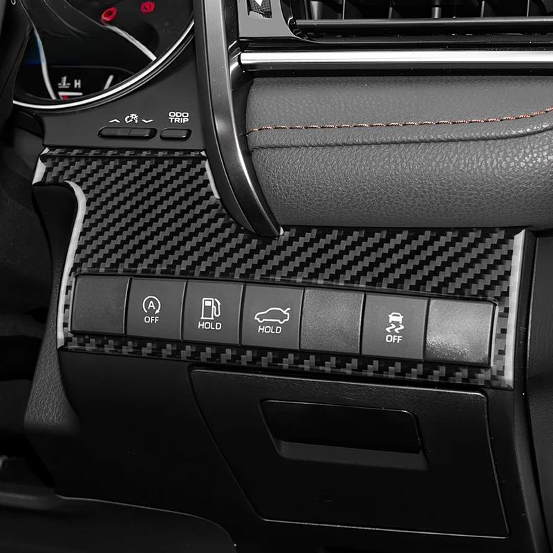 Real Soft Carbon Fiber For Toyota Camry 2018 2019 2020 2021 2022 2023 2024 LHD RHD Car Headlight Switch Button Panel Accessories.