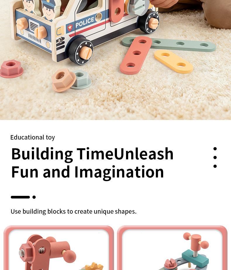 Children's Wooden Educational Tool Cart: Disassemble & Assemble Nuts and Screws for Hands-On Learning