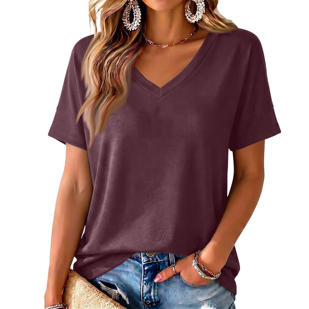 Women's V-Neck Printed Blouse, Lightweight Spring Summer Top