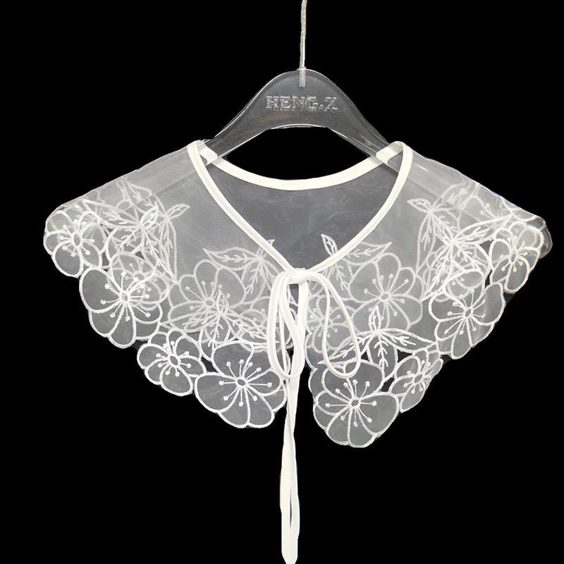 Women s Lace Bow Collar with Floral Design Shawl Accessory