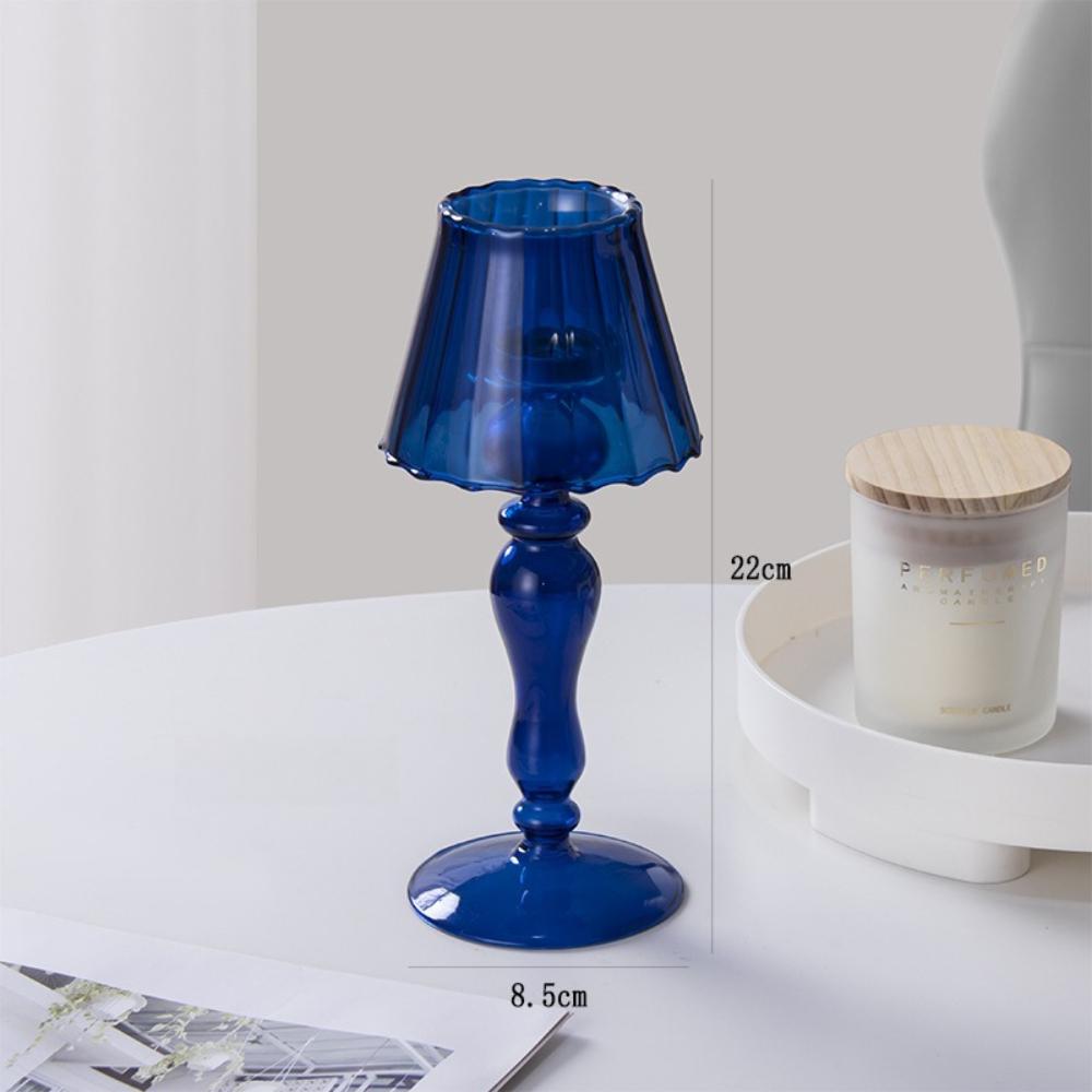 Creative Desk Lamp Shaped Glass Candle Holder European Romantic Dinner Candle Holder for Wedding Dinning Party Supplies Decor