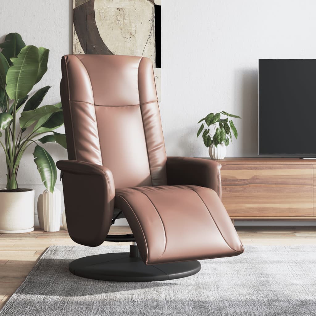Recliner Chair with Footrest Brown Faux Leather