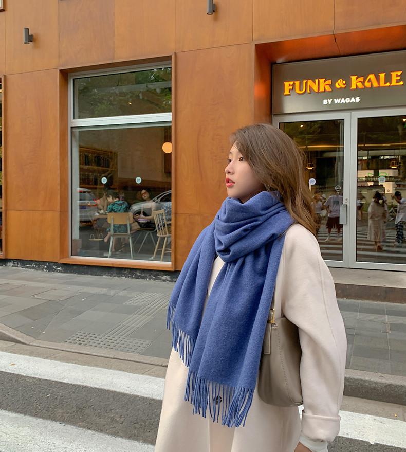 Women's Thickened Cashmere Wool Scarf - Versatile Autumn/Winter Shawl, Korean Style, White