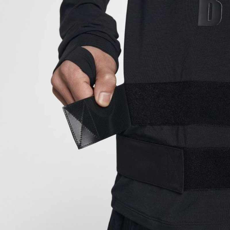 Nike Co-Branded Letter Print Crew Neck Long Sleeve T-Shirt Men Tops Black BV7133-010