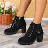 In autumn and winter, there are new European and American large-size women's fashion thick-heeled Martin boots for women.