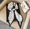 Spring, Autumn and Summer Silk Scarf Small Long Thin Decorative Shirt Bevel Scarf Thin Narrow Neck Protection Fashion Korean Scarf
