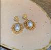 Ice quenched blue flower artificial crystal fringed earrings Cool wind temperament stud earrings Internet celebrity earrings