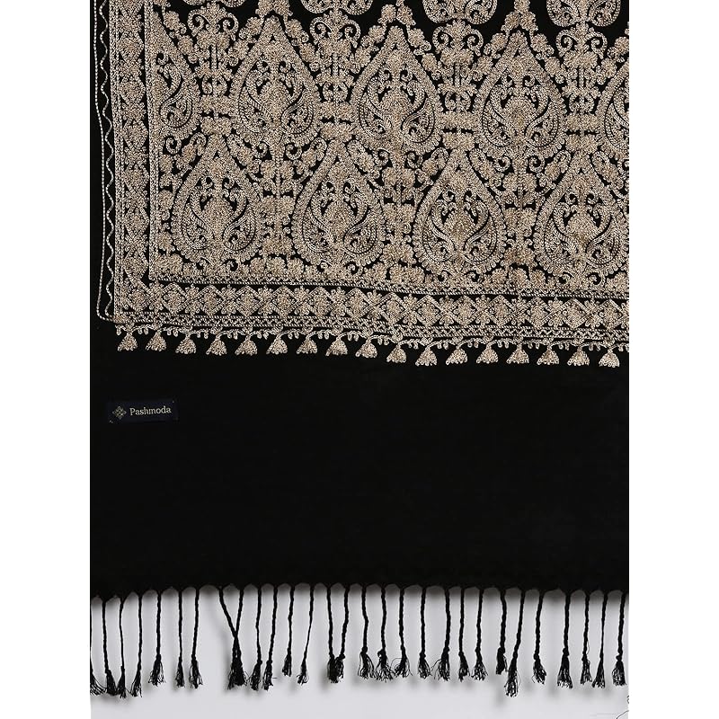 Women's Ghazal Kashmiri Aari Embroidery Stole (Size: 71X203 CM)