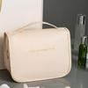 Toiletry Bag Hanging Travel Makeup Fashion Waterproof with Hook Large Capacity PU Leather