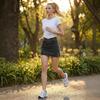 Stylish High-Waist Slit Faux Denim A-line Mini Skirt