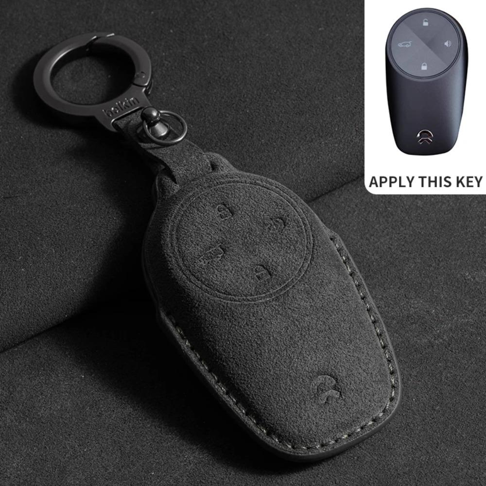 

Leather Car Remote Key Case Cover for Nio ET7 ET5 2022 2023 2024 for Weilai NIO ES6 ES8 EC6 ET7 Auto Key Fob Shell Keychain