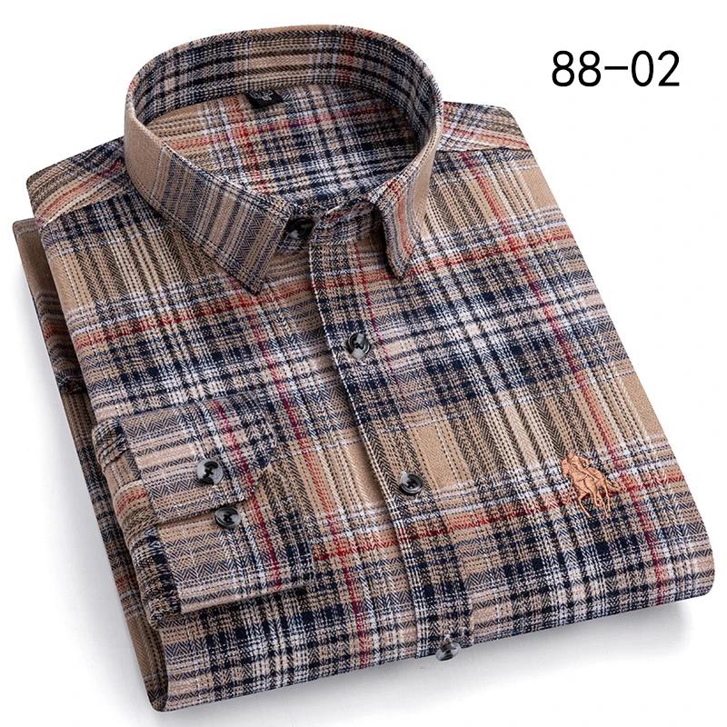 New Autumn Winter Fashion Plaid Flannel Long Sleeve Shirts For Men Plus Size Cotton Warm Clothing Business Smart Dress Shirts
