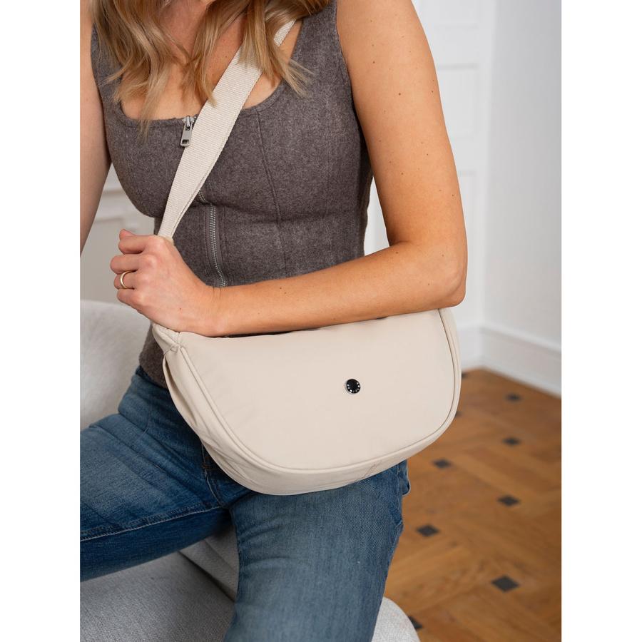 Beige Damenhandtasche aus Polyester an einem verstellbaren Riemen - Peterson