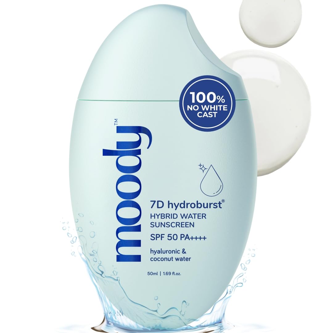 

Moody Hydro Burst Water Sunscreen With Hyaluronic & SPF 50 PA ++++ UVA/B Protection | Brightening Sunscreen With No White Cast, Lightweight & Non
