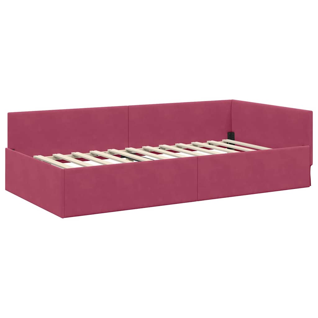 Corner Bed Frame with Headboard Burgundy 80 Cm X 200 Cm Velvet