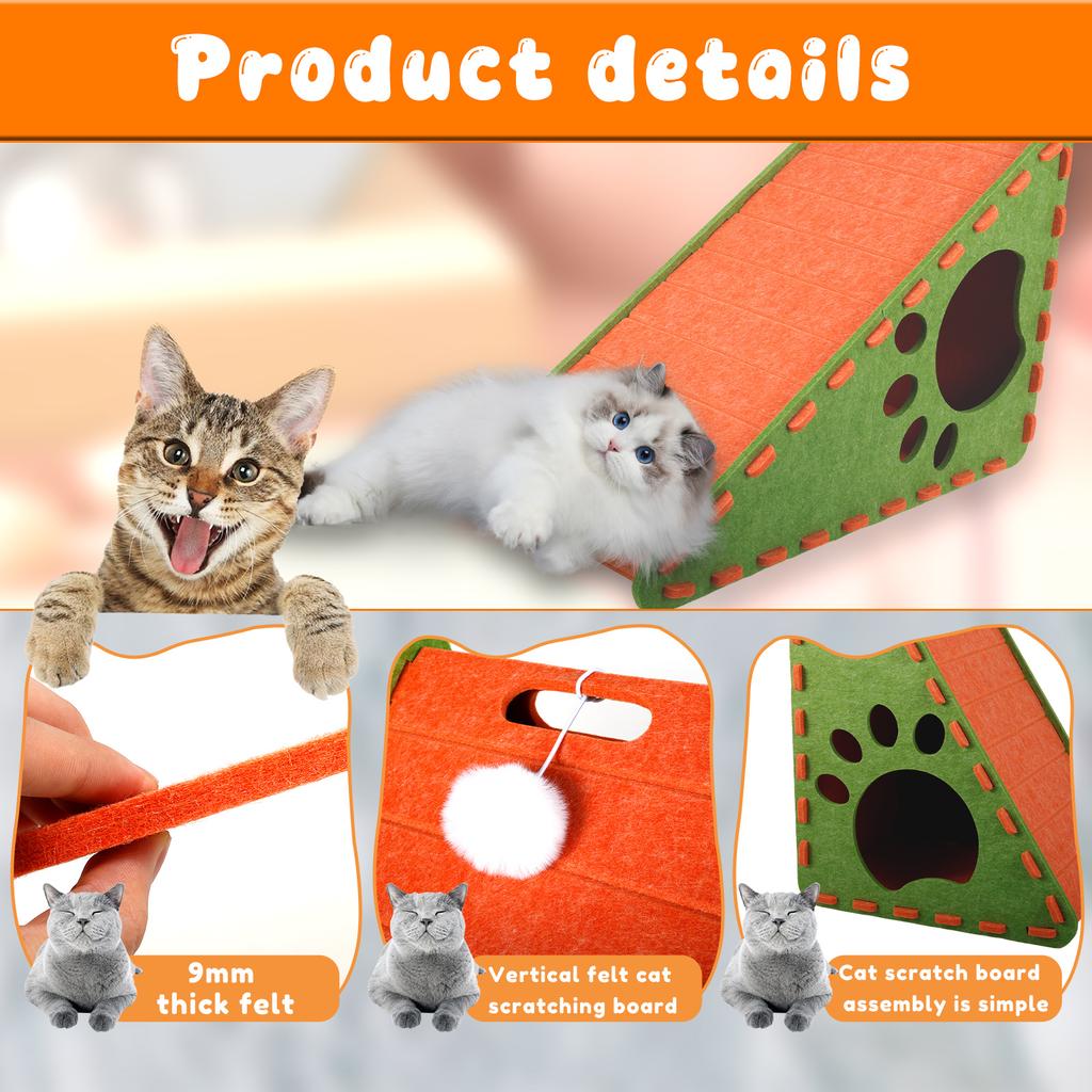 2 In 1 Cat Scratcher Felt Cloth Cat Scratching Post Vertical Wear Resistant Scratching Board Cats Toy Furniture Protector