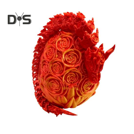 3D Printed Rose Dragon Articulated Dragon with Egg Flexible Rose Dragon with Movable Joints Desktop Stress Relief Toy for Home Office School