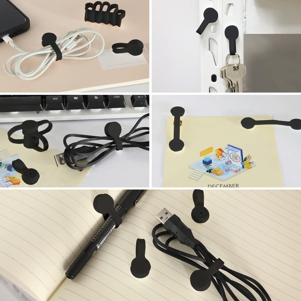 Cable Clips Cable Holders Black New Magnetic Cord Clips Cord Holders Cord Hooks Magnetic Retractable Cord Management USB Cable Earphone Cable