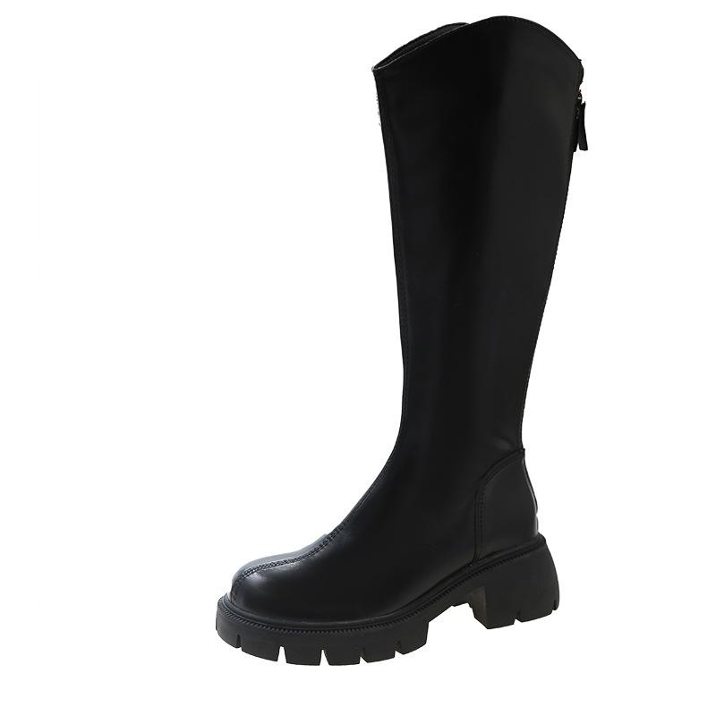 Qiao Feifei V-mouth long boots for women 2025 autumn and winter brown thick-soled high boots Knight boots Children increase height and look thinner