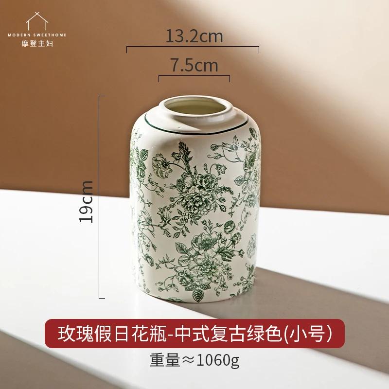 

Праздничная ваза с розами для дома, гостиной, средневекового декора, высококачественный сине-белый фарфор, свадебная цветочная композиция