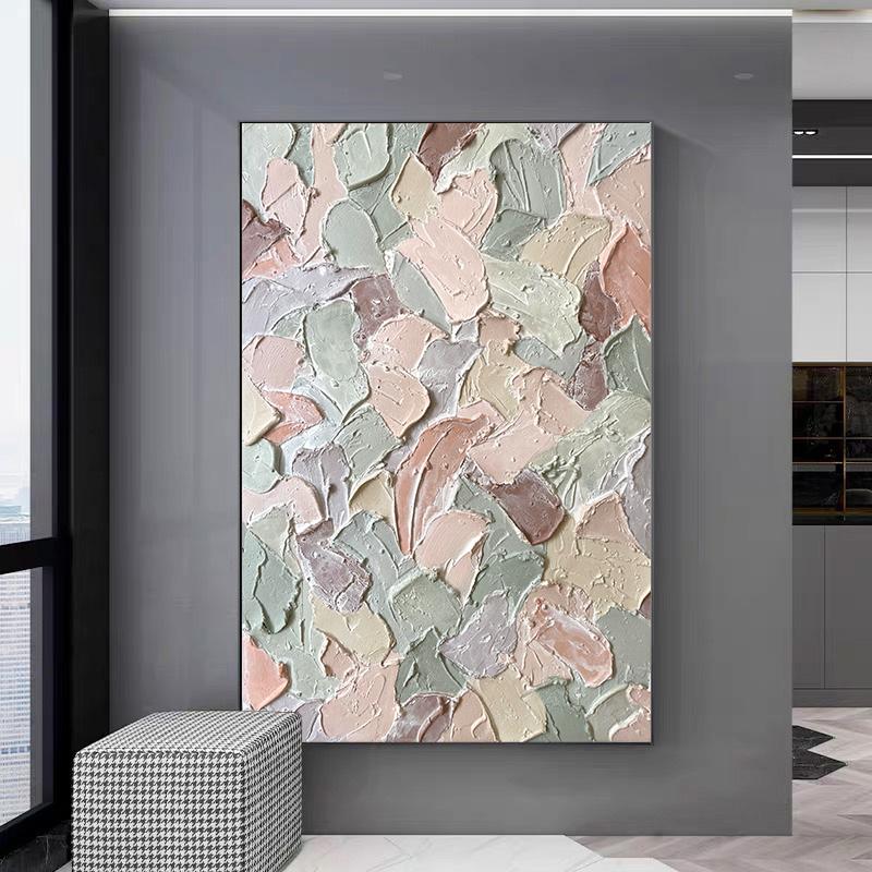 Abstract Color Block Oil Painting Printed On Canvas Posters and Prints Nordic Brush Painting for Porch Living Room Wall Decor