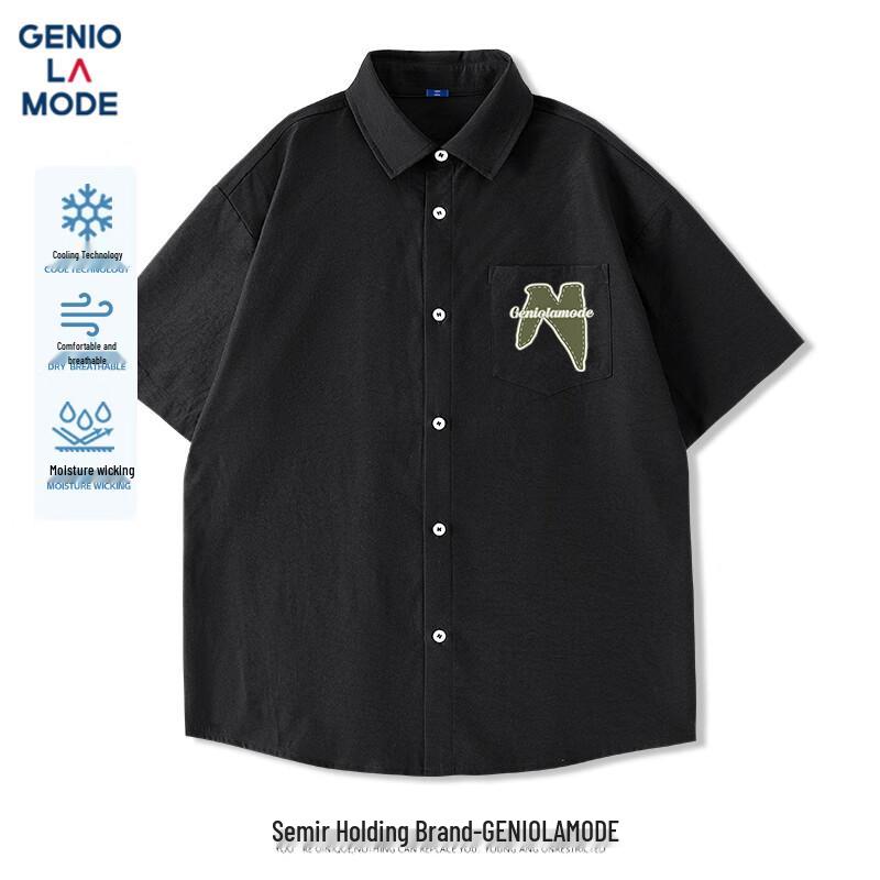 GENIOLAMODE Men s Summer Casual Ice Silk Short Sleeve Polo Shirt M