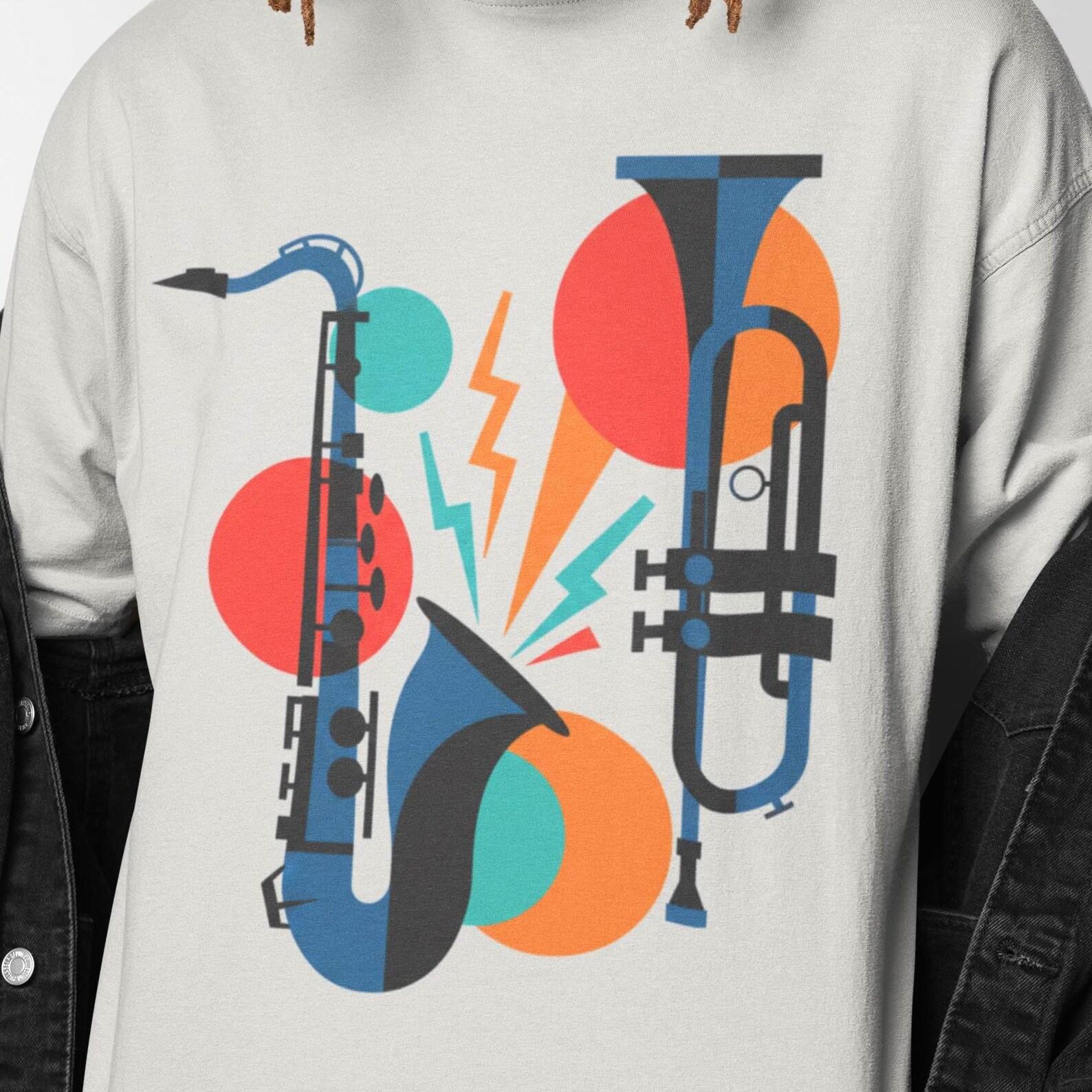 Abstract Saxophone T-Shirt | Saxophone Trumpet Art Shirt | Colorful Music Graphic Tee | Musician Gift XS to 5XL 2XL