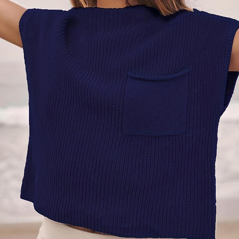 Women's Sleeveless Knitted Pullover: Versatile Round Neck Sweater