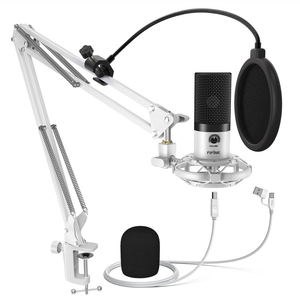 FIFINE USB Condenser Gaming with Arm and Pop High Sensitivity for PC Live Game Working from Compatible with T669W Microphone, Microphone,