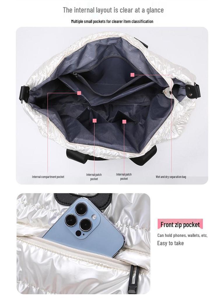 Waterproof High-Capacity Travel and Sports Bag - Unisex Shiny Design for Gym and Swimming