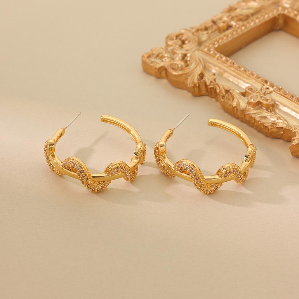 New Fashion Light Luxury Zirconium Inlaid Snake Shaped Earrings With Personalized Creativity Cool Style Small