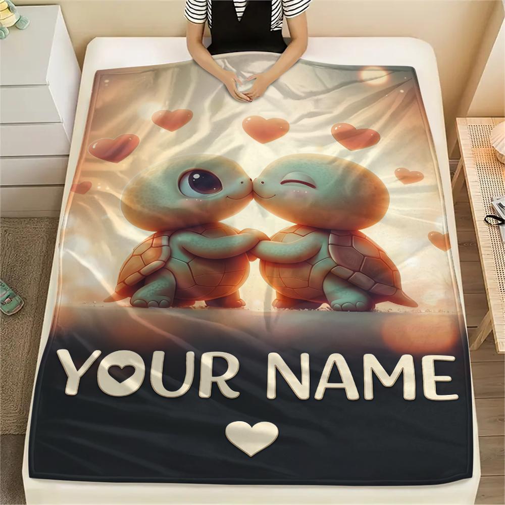 1PC Custom Name Ocean Adventure Turtle Patterned Flannel Blanket Suitable For All Seasons for Home Decor Warmth and Comfort Gifts Holiday Present_lx