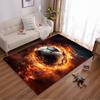 "Fiery Soccer Ball Print Carpet, Sports Theme Rug for Home Decor" Suitable for Use As an Anti-slip for Living Room Bedroom Sofas