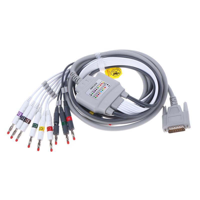 Compatible For Nihon Kohden Ecg-1250,Ecg-1350 Ecg Ekg Cable With Leadwires 10 Leads Medical Ecg Cable 4.0 Banana End Aha,Tpu