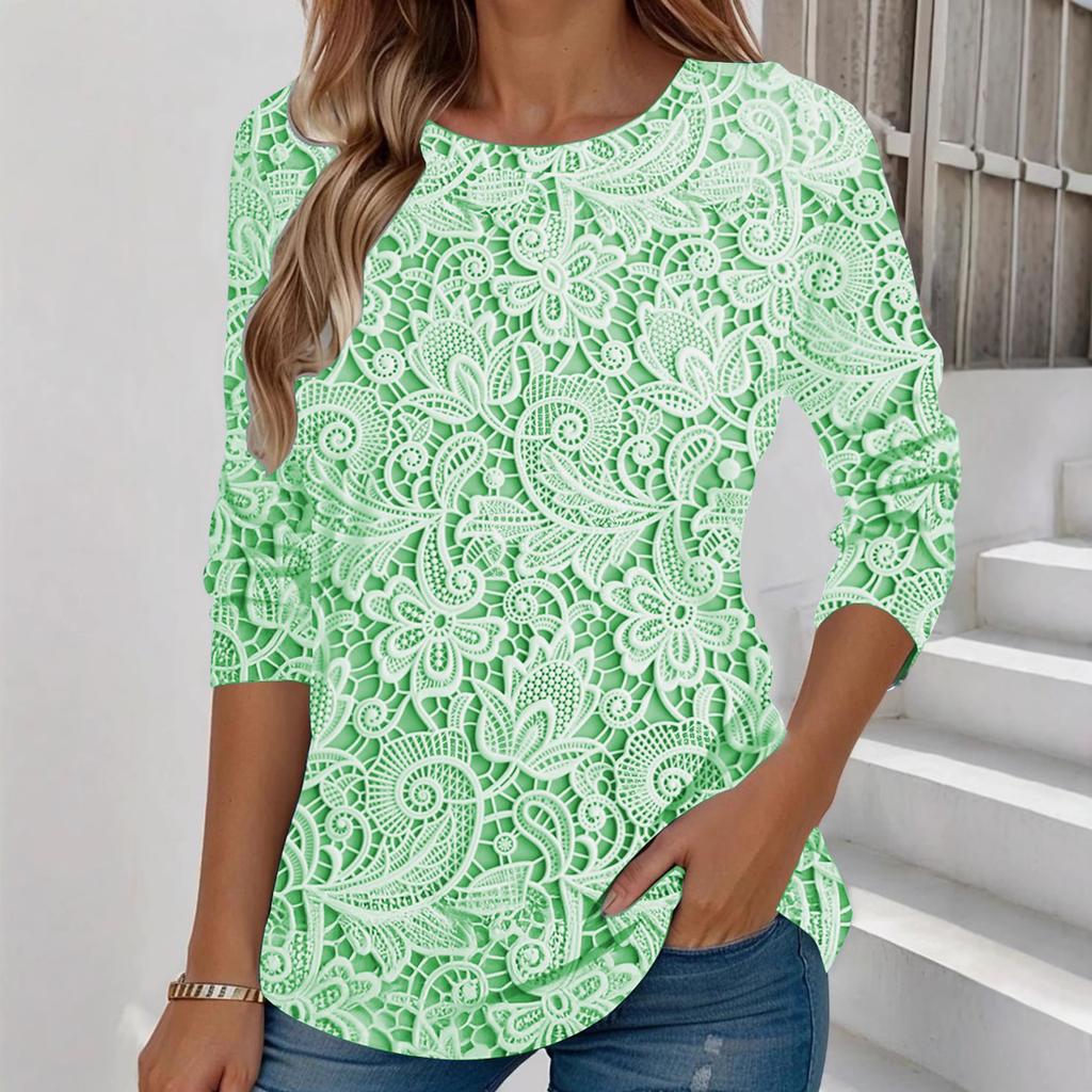 New Autumn and Winter Collection of Long-sleeved Women's Wear with Elegant and Stylish Round-neck Prints
