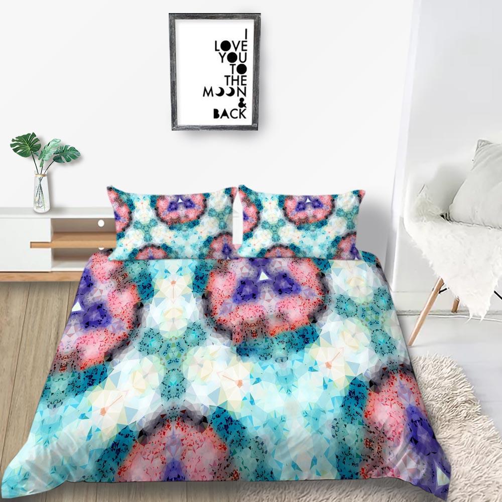 3D Jacquard Bedding Down Quilt Cover Pillowcase 2 or 3 Pieces of Datura Printed Microfiber Fabric Single Bed Double Bed Washable Ultra-soft Bedding