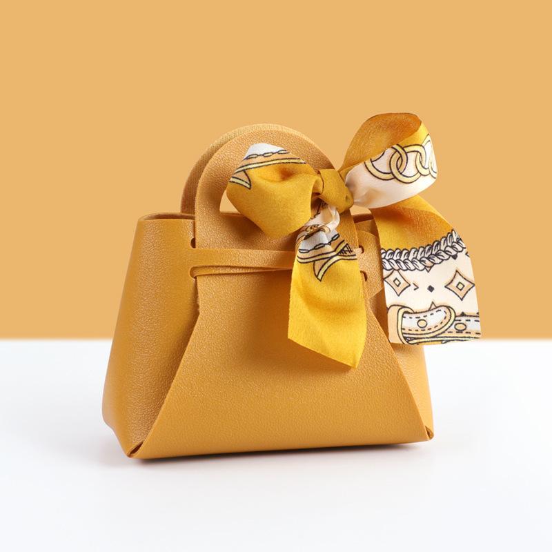 Small PU Leather Candy Gift Box with Handle 1010cm for Wedding Favors