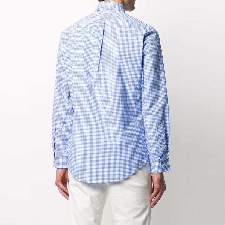 Polo Ralph Lauren FW21 Logo Brodert Rutete Skjorte Herre skjorter Blå 710794610-003