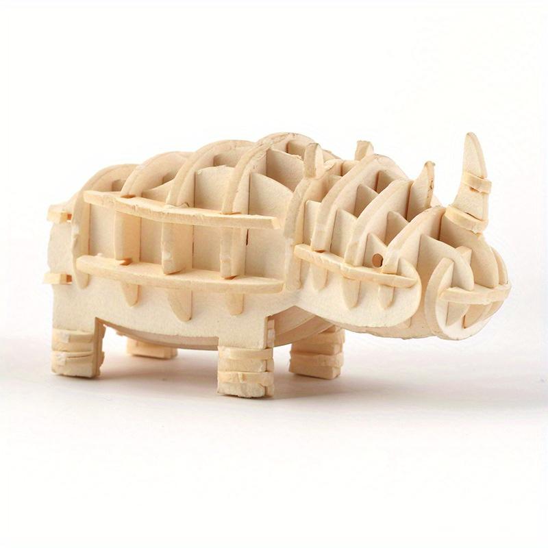 3D Animal Puzzle Model Assembly Toy Educational Ocean Biology DIY Wooden Craft Unfinished Hobby Puzzle Toy