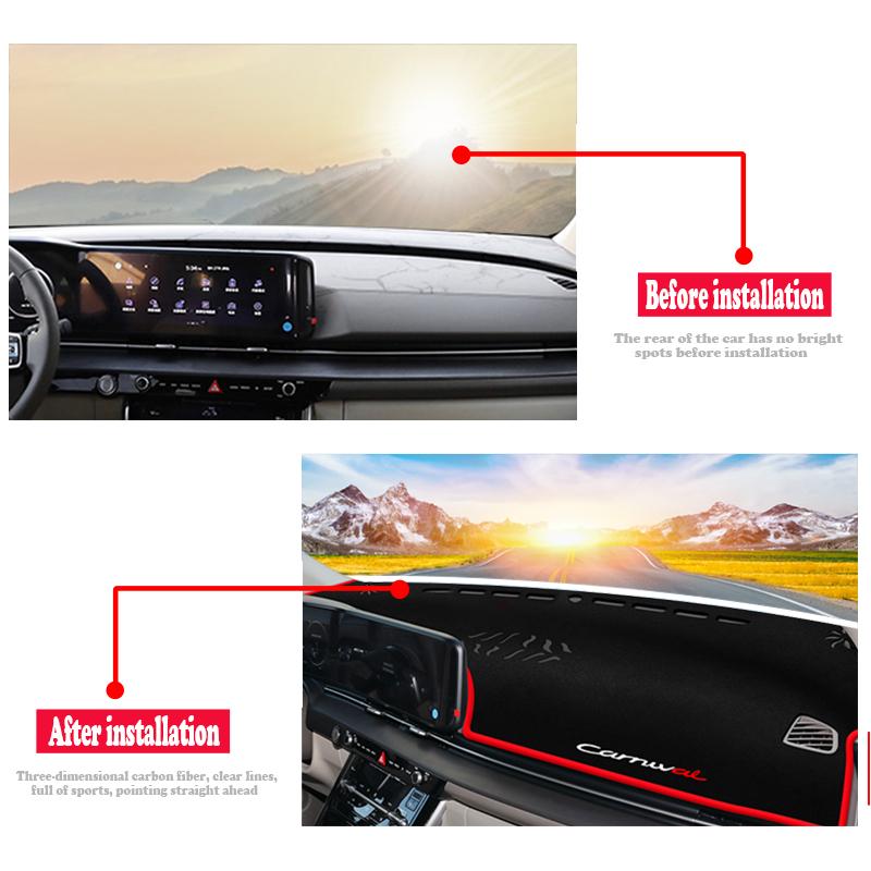 Covoraș de protecție solară pentru bordul mașinii, platformă pentru instrumente, covorașe antiderapante, husă pentru covoare pentru Kia Carnival Sedona KA4 2020 2021 2022