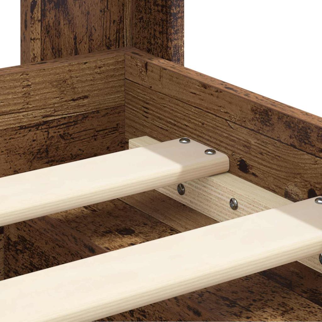 Bed Frame with Storage Space and Headboard Rustic Wood Finish 90 x 190 cm