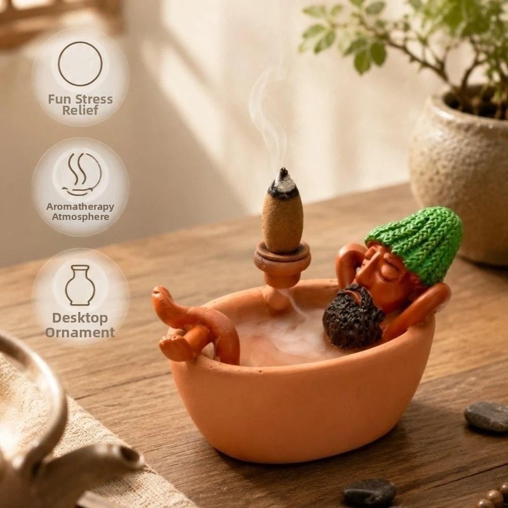 Resin Bathtub Backflow Incense Burner Ash Collection Tray Cone Incense Holder Living Room