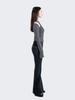 Nogtabeu Cutout Shoulder Top Grey