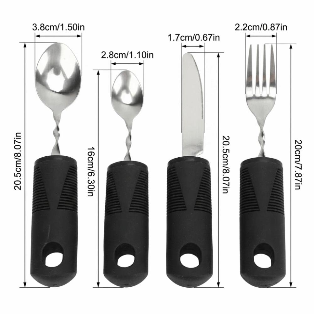 4Pcs Bendabl Weighted Silverware Non Slip Textured Eating Assistance  Parkinson Patients