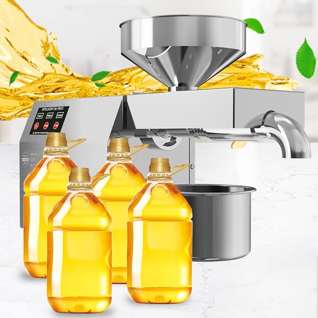 220V 600W Household Hot/Cold Oil Press Machine Automatic Oil Extractor Pressing Machine Electric Oil Press Extractor for Peanut Canola Sesame