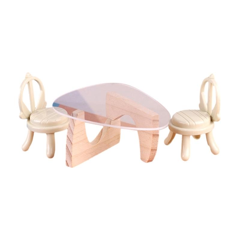 Miniatureature Acrylic Table And Chairs Set For Doll House Decoration Realistic Miniature Furniture Props Creative Handmade Photography Accessories